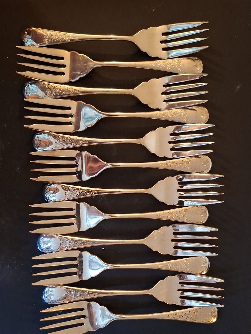 Vintage BIRKS Regency - Queen Mary  Dessert Forks - Set of 12